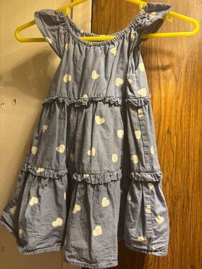 Max Studio Light Blue Heart Print Tiered Ruffle Dress